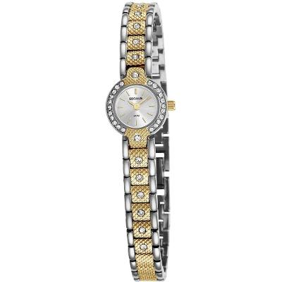 Relógio Feminino Clássico Prata e Dourado em Metal com Pedras Cor Bicolor Séculus