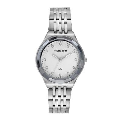 Relógio Feminino Caixa Média Clássico em Aço Inox Prata Mondaine 36MM