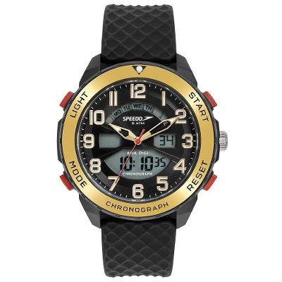 Relógio Masculino Speedo Preto Anadigi Pulseira Silicone Resistência 5 ATM