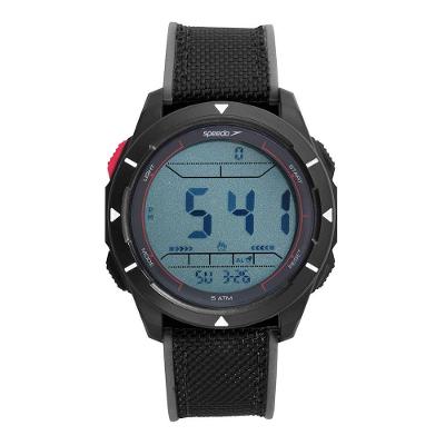 Relógio Masculino Speedo Digital Contador de Passos em Nylon Preto 47MM