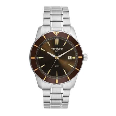 Relógio Masculino Slim Clássico em Aço Inox Prata Mondaine 42MM