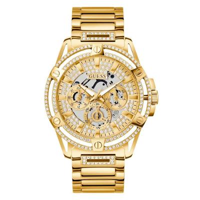 Relógio Masculino Multifunção Dourado em Aço Inox com Design Transparente Guess 48MM