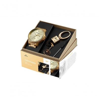 Relógio Masculino Kit Enfermagem Analógico em Aço Inox Dourado Séculus com Acessório 4CM