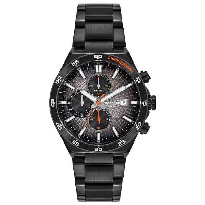 Relógio Masculino Cronógrafo Preto Mostrador Texturizado em Aço Inox Mondaine