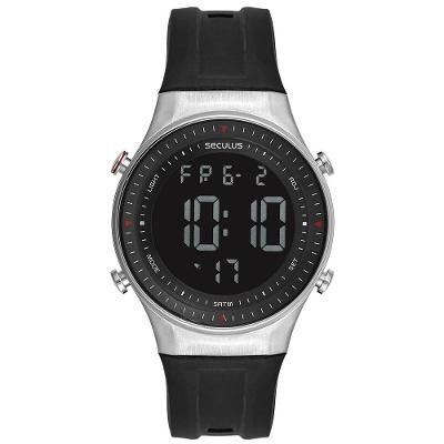 Relógio Masculino Digital Esportivo Silicone Prateado Séculus