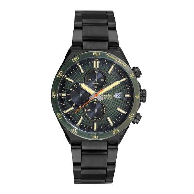 Relógio Masculino Cronógrafo Aço Verde Calendário em Aço Inox Preto Mondaine