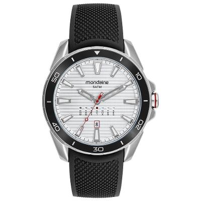 Relógio Masculino Casual Clássico Silicone Resistente à Água Prata Mondaine