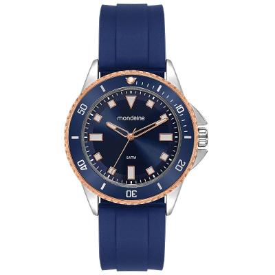 Relógio Masculino Bisel Azul Analógico em Silicone com Rotação Unilateral Mondaine 40MM