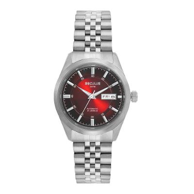 Relógio Masculino Automático Efeito Sunset em Aço Inox Vermelho Séculus