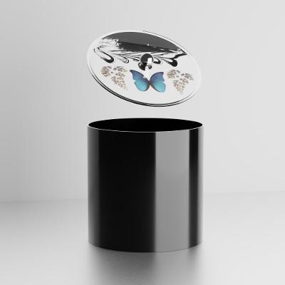 Lixeira Decorada Borboleta Preta 6,2L Plástico Abertura Manual Preto Pontto Lavabo