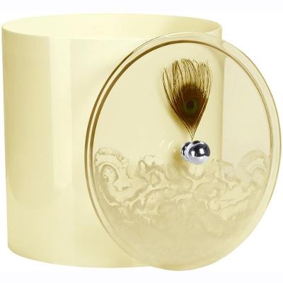 Lixeira Decorada Pena de Pavão 6,2L Plástico Abertura Manual Bege Claro Pontto Lavabo