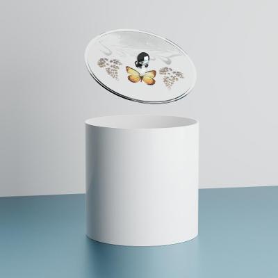 Lixeira Decorada 6,2L Plástico Tampa com Borboleta Amarela Branco Pontto Lavabo