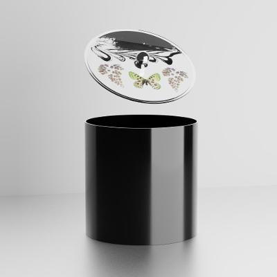 Lixeira Decorada 6,2L Plástico com Borboleta Verde Preto Pontto Lavabo