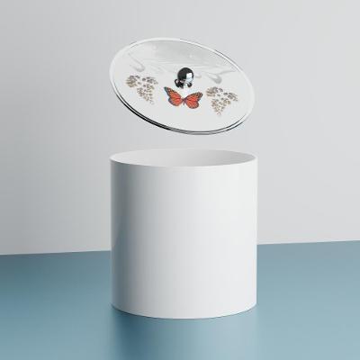 Lixeira Decorada 6,2L Plástico com Borboleta Vermelha Branco Pontto Lavabo