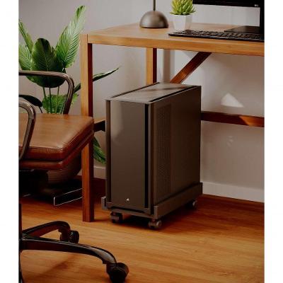 Suporte para CPU Sicilia com Abas Laterais e Rodízios Preto Mercado das Prateleiras