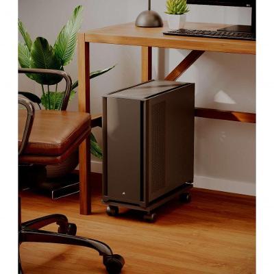 Suporte para CPU Puglia com Rodízios e Elevação para Gabinete de PC Preto Mercado das Prateleiras