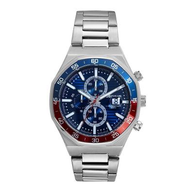 Relógio Masculino Troca Caixa Prata Cronógrafo Aço Inox com Dual Time e Efeito Lupa Séculus 48MM
