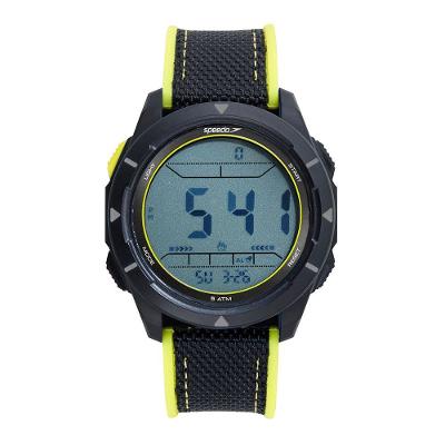 Relógio Masculino Speedo Preto Pedômetro Digital em Nylon com Função de Contagem 47MM