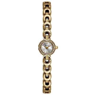 Relógio Feminino Aço Micromovimento Cristais Clássico Aço Inox Dourado Séculus