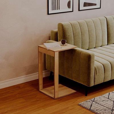 Mesa de Apoio Santorini Quadrado MDF MDP 30CM Carvalho Bege Mercado das Prateleiras