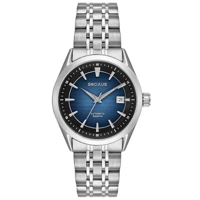 Relógio Clássico Calendário Automático Aço Inox Prata Séculus 40MM