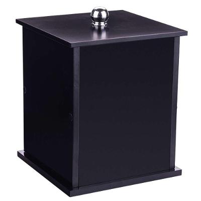 Lixeira Quadrada 6,2L MDF Abertura por Pressão Preto Pontto Lavabo
