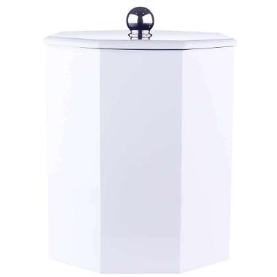 Lixeira para Banheiro 6,2L MDF Oitavada Laqueada Branco Pontto Lavabo