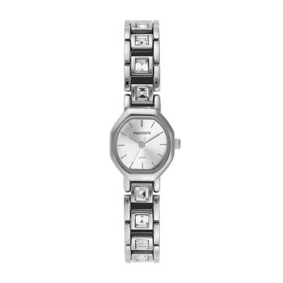 Relógio Feminino Facetado Cristais Analógico em Metal com Detalhes Prata Mondaine