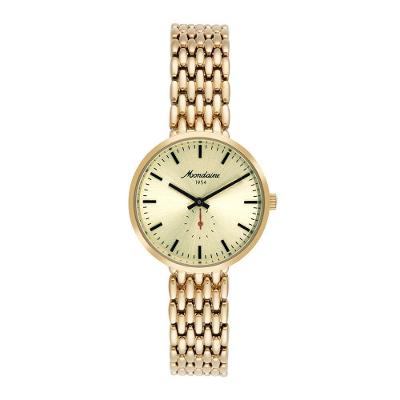 Relógio Feminino Index Completo Clássico em Metal Dourado com Mostrador Preto Mondaine