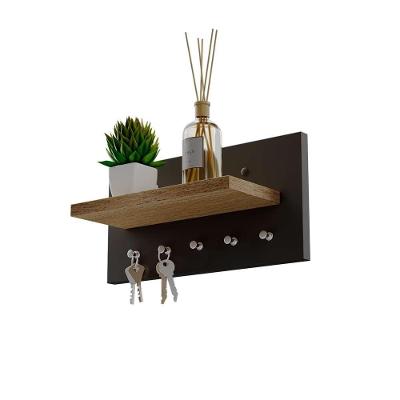 Porta Chaves Minimalista Organizador com 5 Pinos Preto e Carvalho Mercado das Prateleiras 30CM