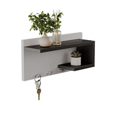 Porta Chaves Nero Organizador com 4 Ganchos Branco e Preto Mercado das Prateleiras 40CM