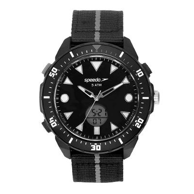 Relógio Masculino Anadigi Esportivo Analógico e Digital Nylon Cinza e Preto Speedo 5CM
