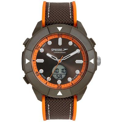 Relógio Masculino Anadigi Esportivo Silicone Digital e Analógico Marrom Speedo