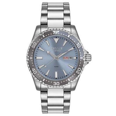 Relógio Masculino Automático Prata Mostrador Azul Esportivo Aço Inox Azul Séculus