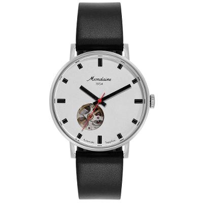 Relógio Masculino Automático Open Heart Couro Prata Mondaine 38MM