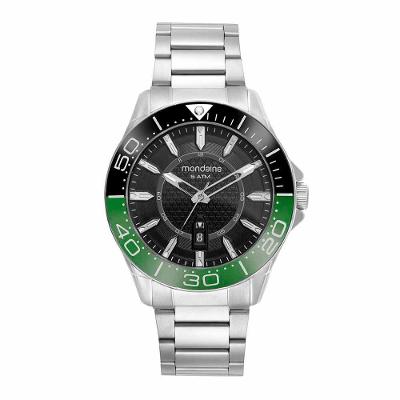 Relógio Masculino Casual com Calendário Display LED Pulseira Aço Inox Prata Mondaine