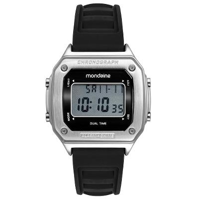 Relógio Masculino Digital Silicone com LCD Fecho Dobrável Preto Mondaine 40MM