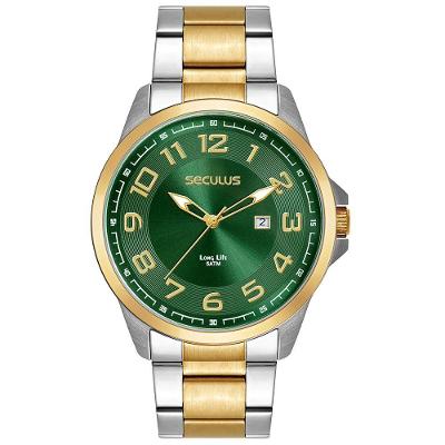 Relógio Masculino Relógio Masculino Analógico Calendário Verde Numeração Completa Analógico Aço Inox