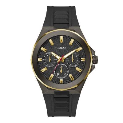 Relógio Masculino Multifunção Esportivo em Silicone Preto e Dourado Guess 4,6CM