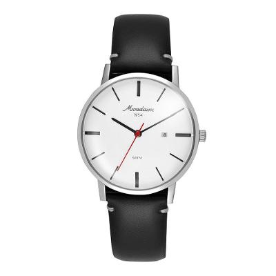 Relógio Unissex 1954 Clássico Couro Genuíno Prata Mondaine 36MM