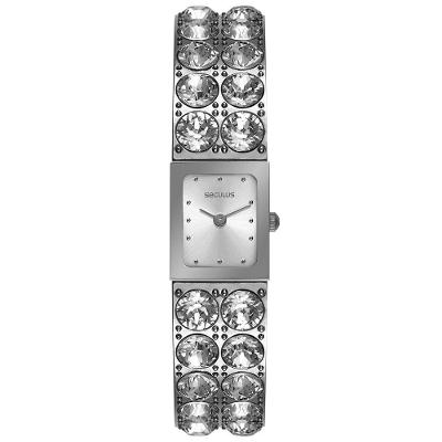 Relógio Feminino Bangle Cristais Swarovski Prateado com Pulseira de Metal Prata Séculus
