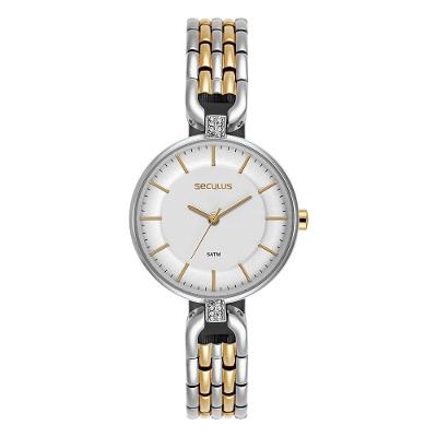 Relógio Feminino Bicolor com Cristais Metal Dourado Séculus 32MM