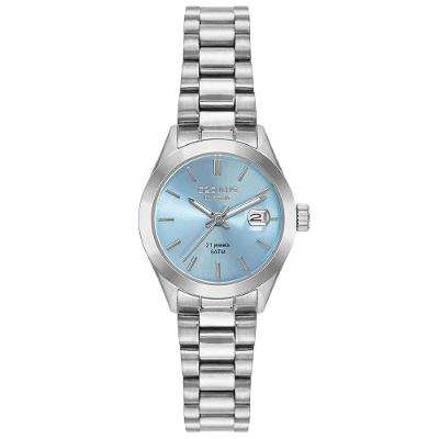 Relógio Feminino Aço Azul Automático Clássico em Aço Inox com Mostrador Azul Séculus