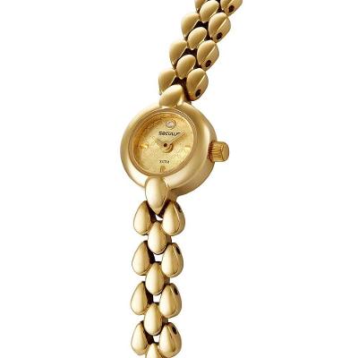 Relógio Feminino Clássico Aço Dourado em Aço Inox com Cristais Séculus 16MM
