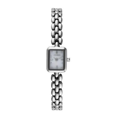 Relógio Feminino Micro Máquina Madrepérola Branco com Pulseira Aço Inox Séculus