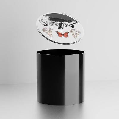 Lixeira Decorada 6,2L Plástico Preto com Borboleta Vermelha Pontto Lavabo