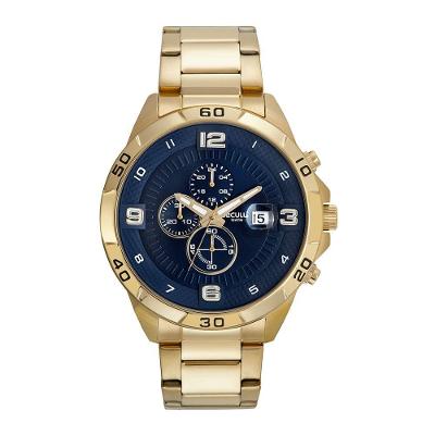 Relógio Masculino Aro 3d Dourado Cronógrafo em Aço Inox Séculus 5CM