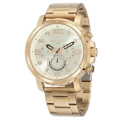 Relógio Masculino Cronógrafo Casual em Aço Inox com Fecho Dobrável Séculus 5CM