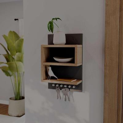 Porta Chaves Dublin Organizador com 6 Pinos Preto e Freijo Mercado das Prateleiras 25CM