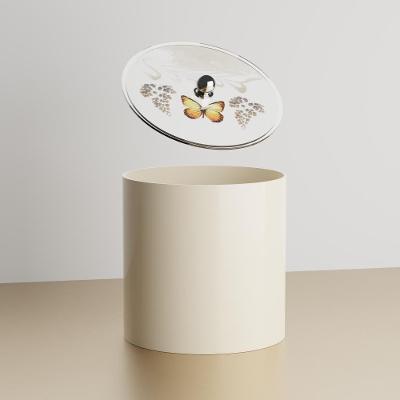 Lixeira Decorada 6,2L Plástico com Borboleta Amarela Bege Claro Pontto Lavabo